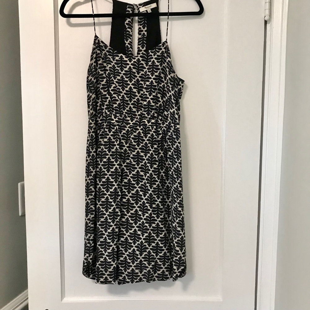 Madewell Navy and Ivory Print Silk Dress